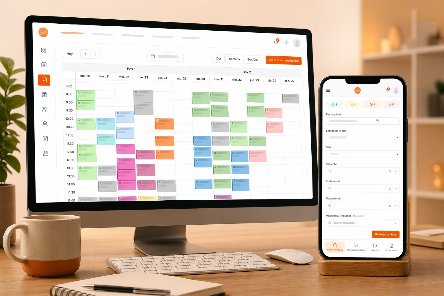 Panel de gestión de citas en JustBookIt