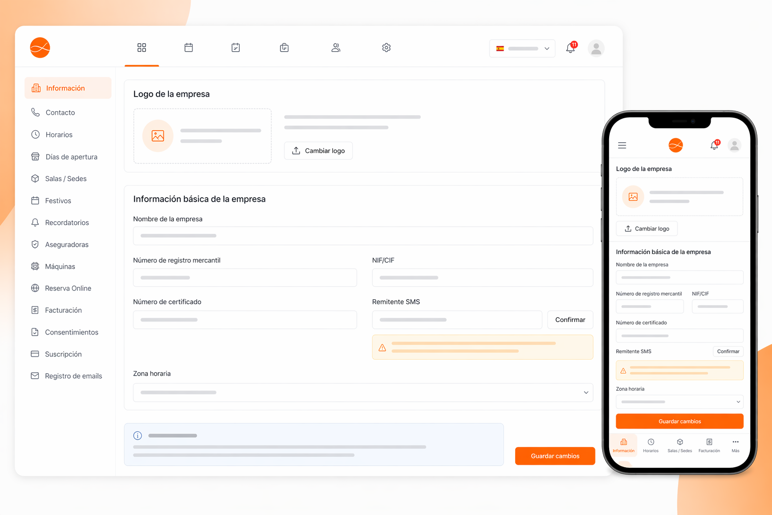 Configuraci贸n de empresa en JustBookIt